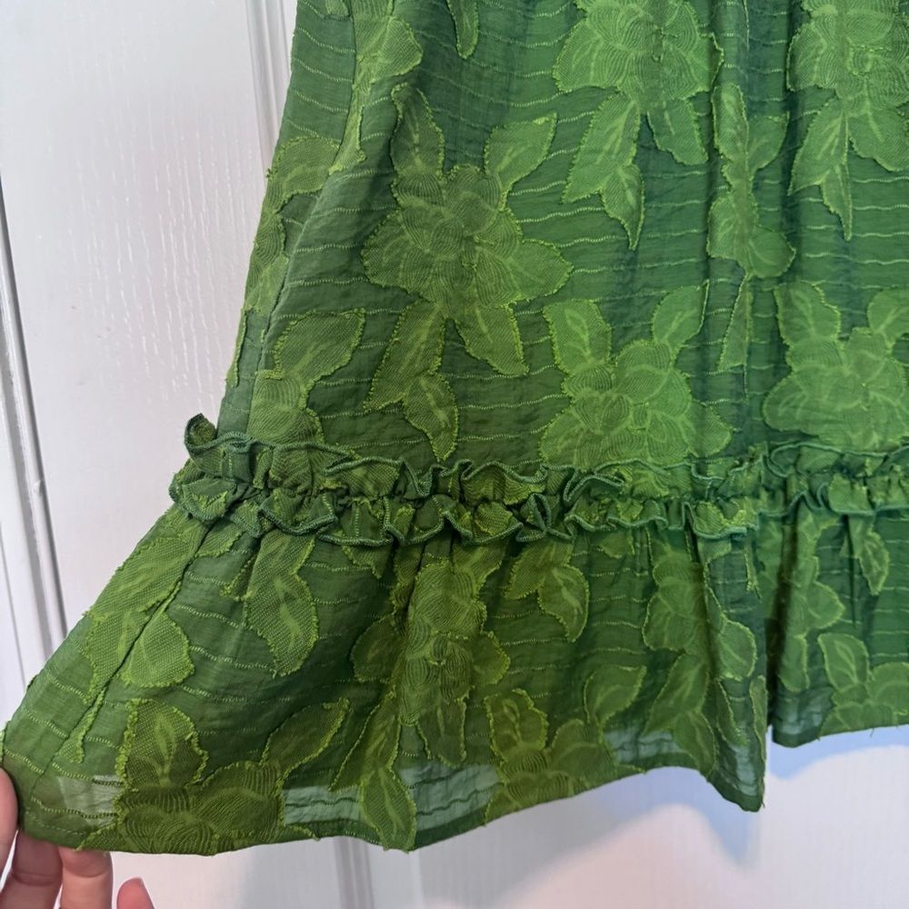 Anthropologie Maeve Women’s Green Floral Savannah Swing Blouse Tank Size 4 - Picture 5 of 16